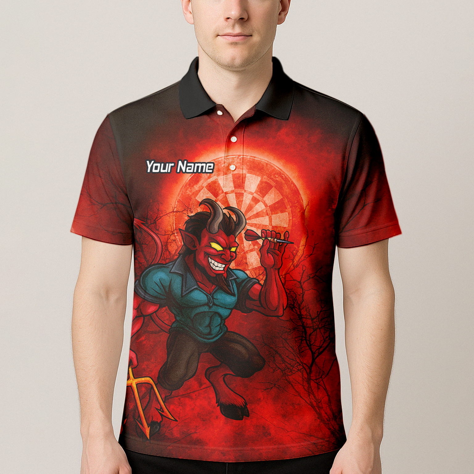 Personalised Fiery Devil Dart Jersey Red Black For Men G0994 additional image 4