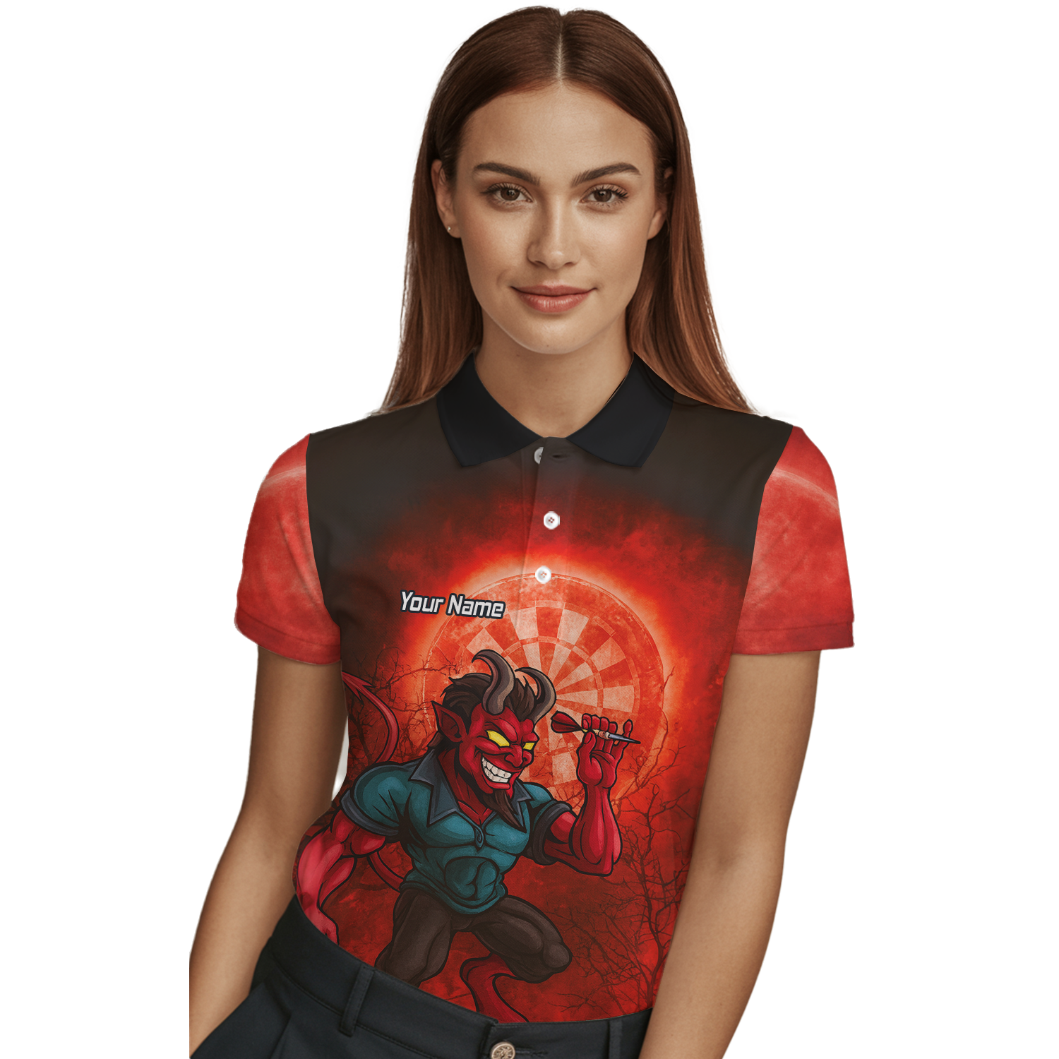 Personalised Fiery Devil Dart Jersey Red Black For Men G0994 additional image 3