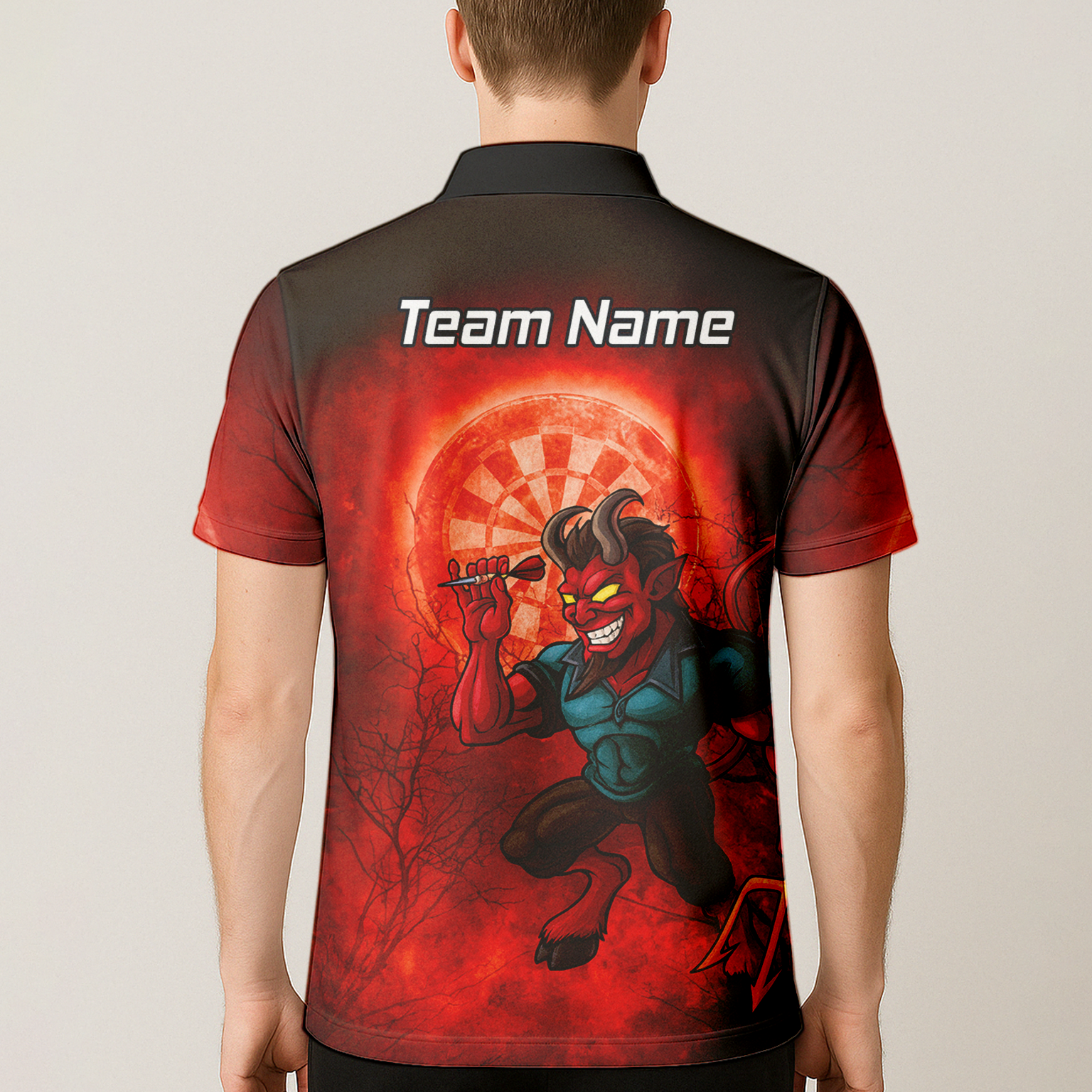 Personalised Fiery Devil Dart Jersey Red Black For Men G0994 additional image 5