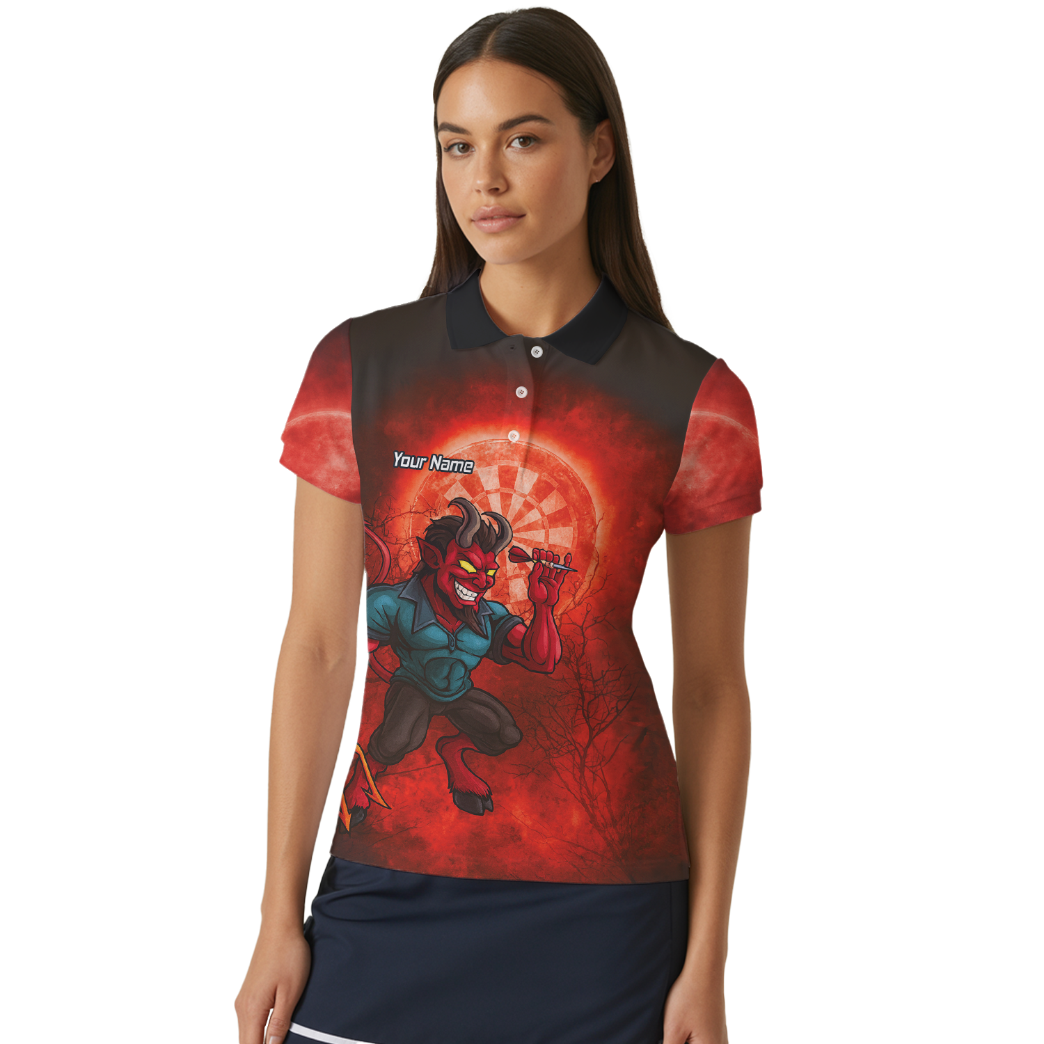 Personalised Fiery Devil Dart Jersey Red Black For Men G0994 additional image 4