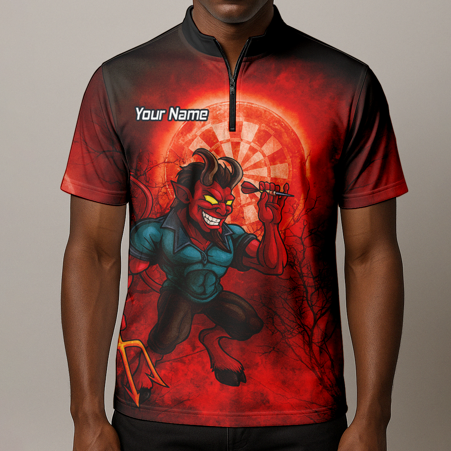 Personalised Fiery Devil Dart Jersey Red Black For Men G0994 additional image 8