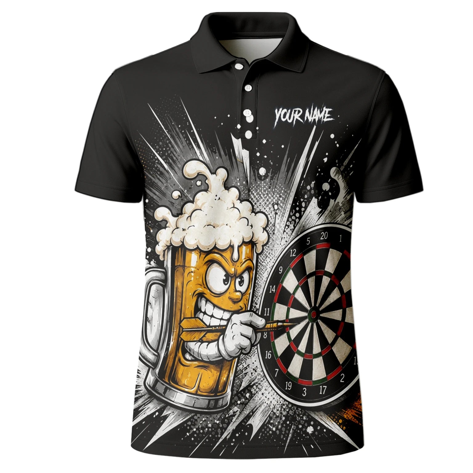 Personalised Beer Mug Darts Polo Shirt For Men S555