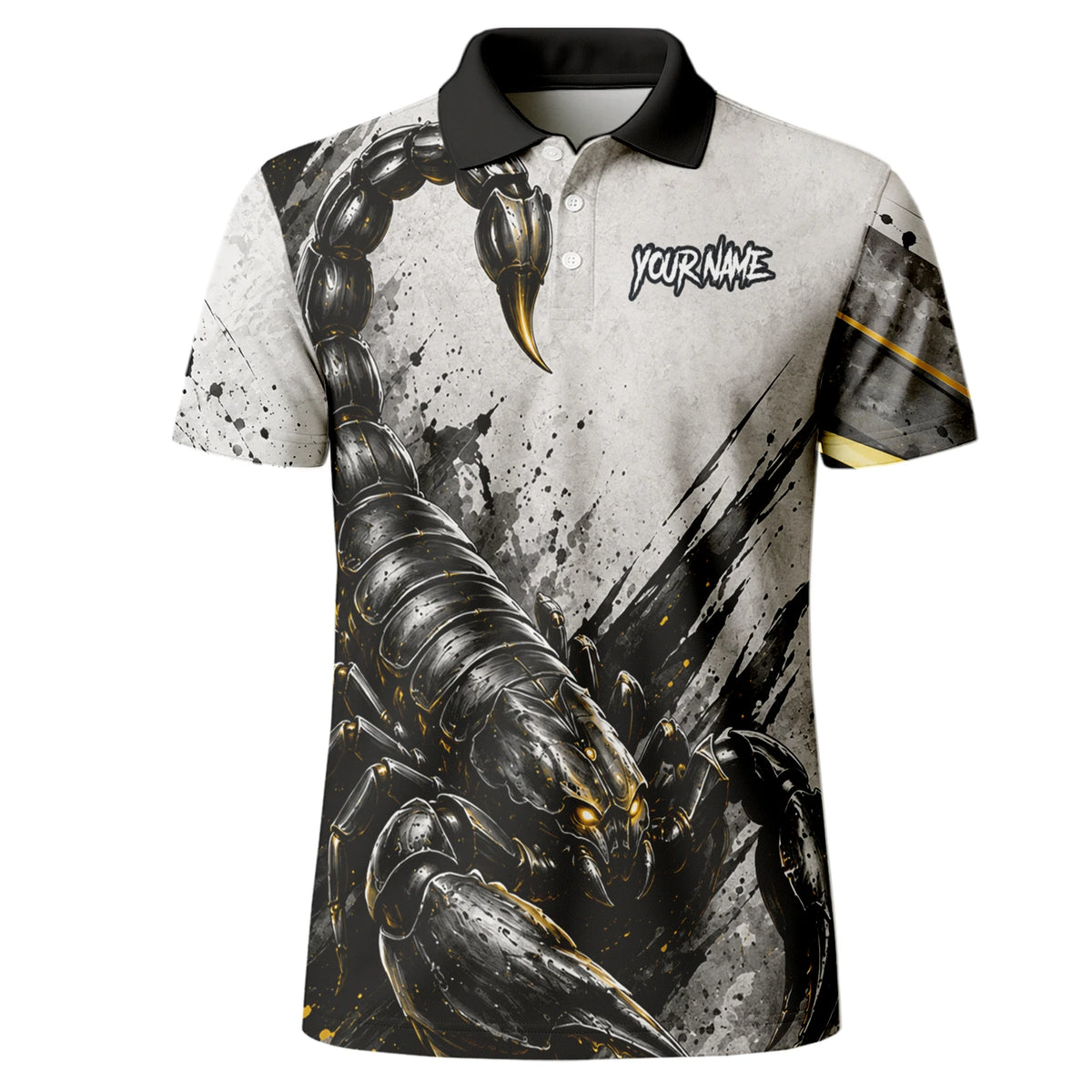 Personalised White Black Gold Scorpion Darts Shirt For Men S226