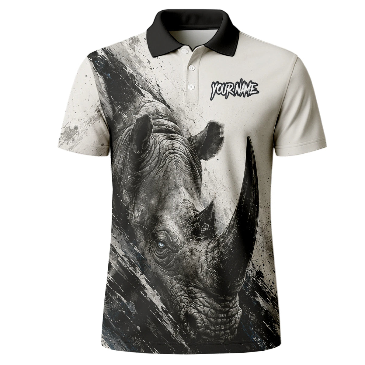 Personalised White Black Grey Rhino Darts Shirt For Men C312