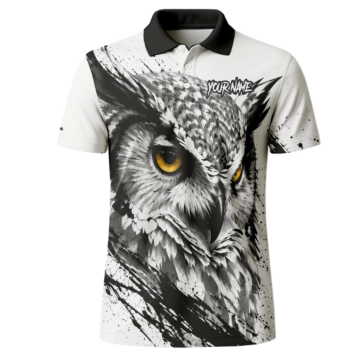 Personalised White Black Yellow Owl Darts Shirt For Men P128