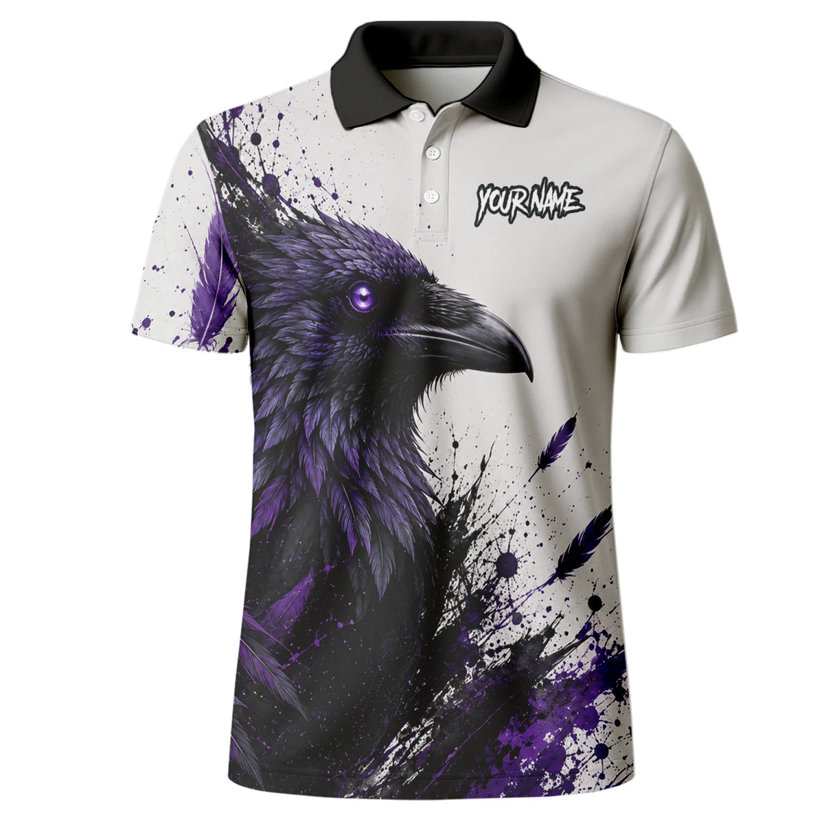 Personalised White Black Purple Raven Darts Shirt For Men Z888