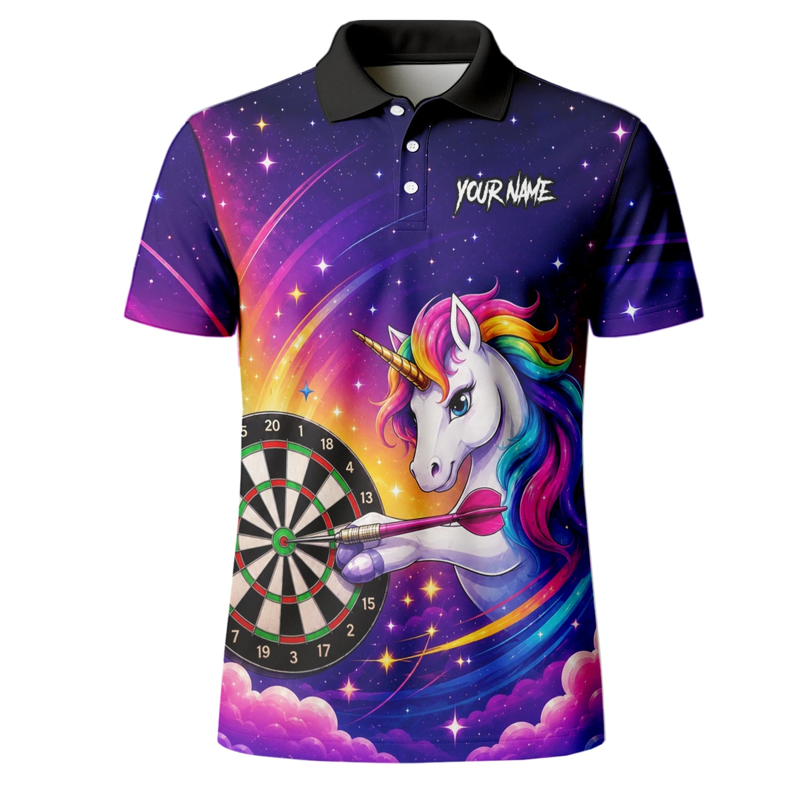 Personalised Purple Rainbow Unicorn Darts Shirt For Men P431
