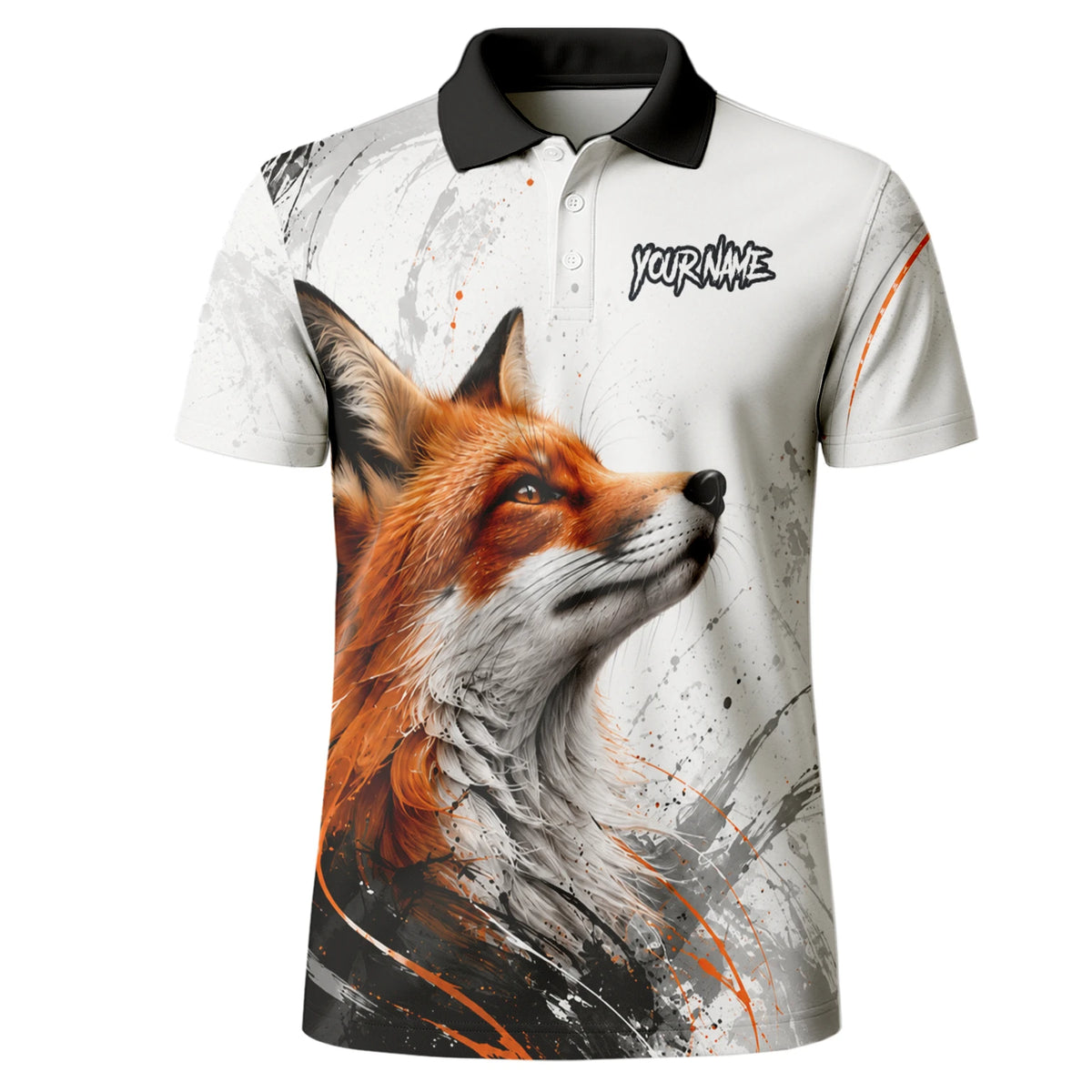 Personalised White Black Orange Fox Darts Shirt For Men D228
