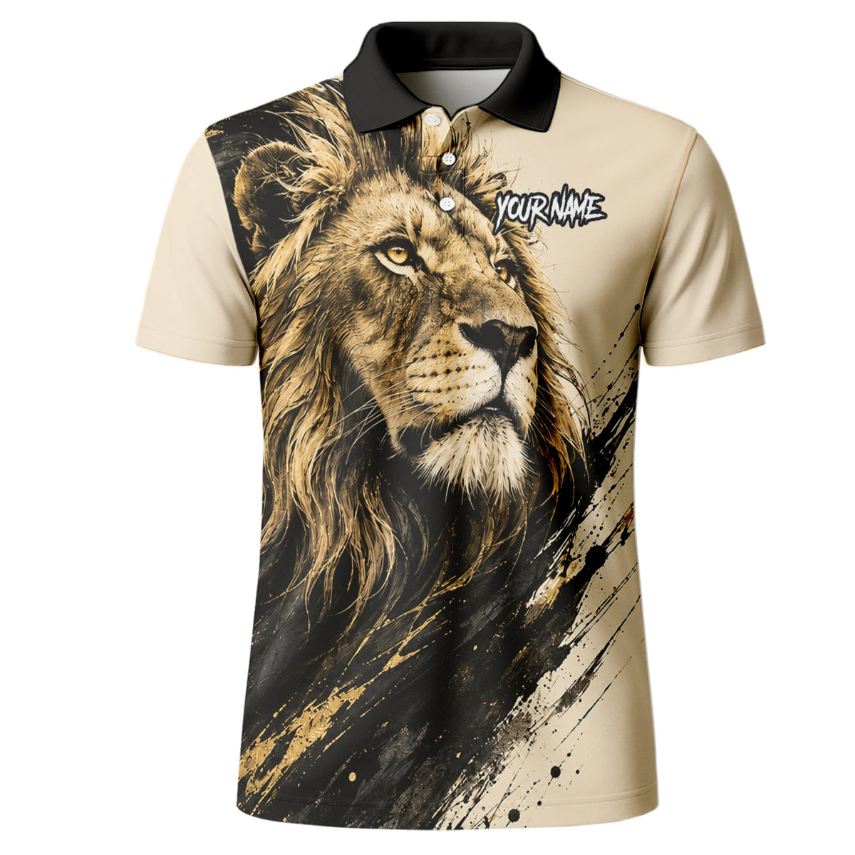 Personalised Cream Black Gold Lion Darts Shirt For Men Q209