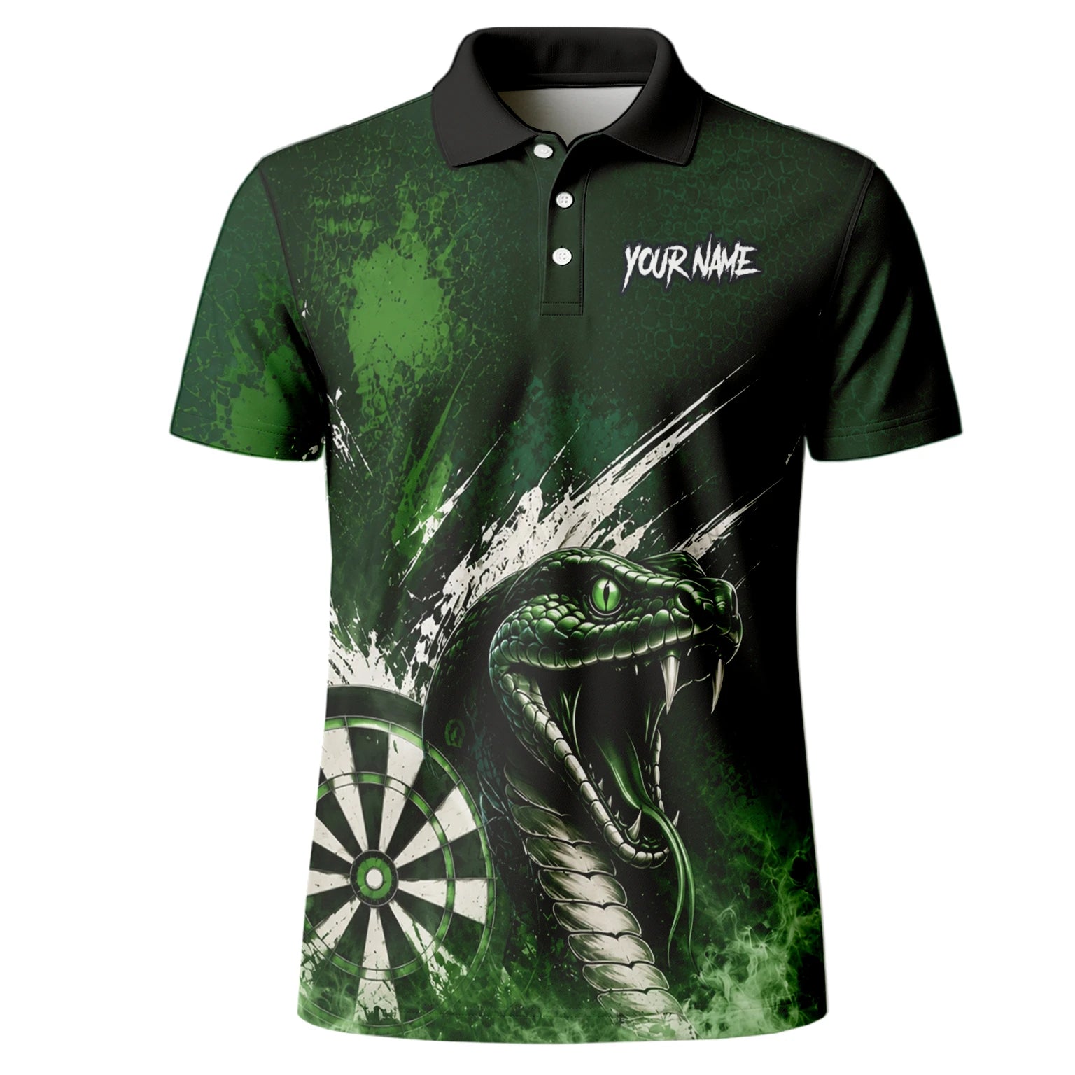 Personalised Green & Black Cobra Dartboard Darts Shirt For Men M244