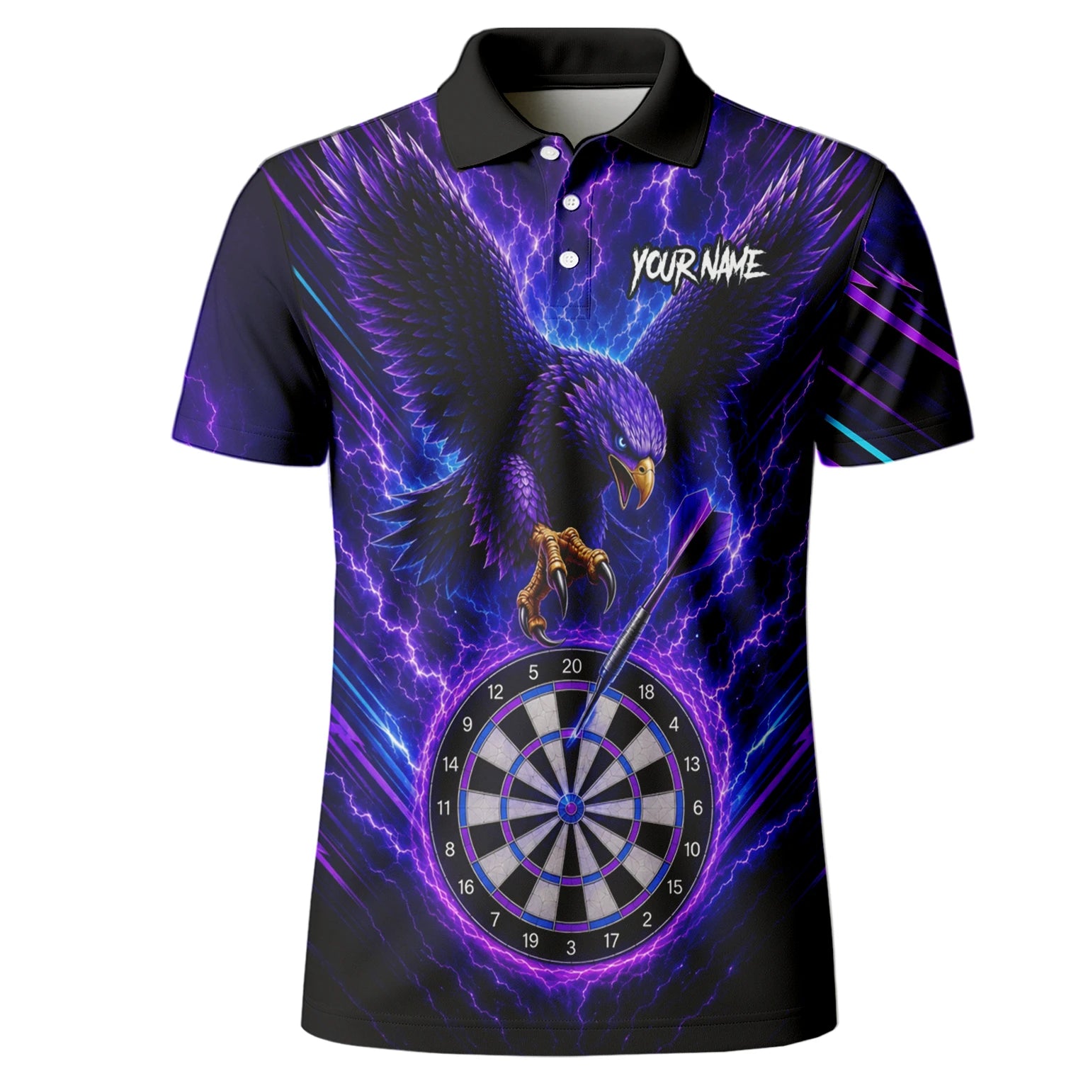 Personalised Purple Lightning Eagle Darts Polo Shirt For Men U478