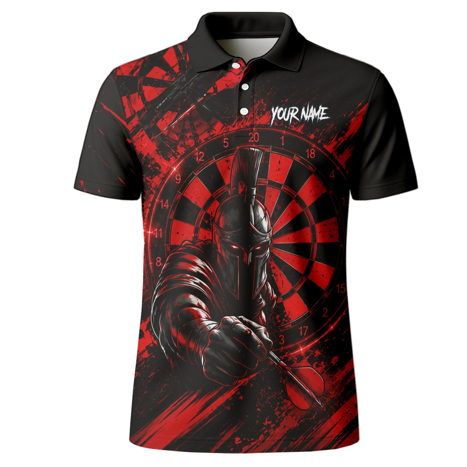 Personalised Red & Black Spartan Darts Polo Shirt For Men W276
