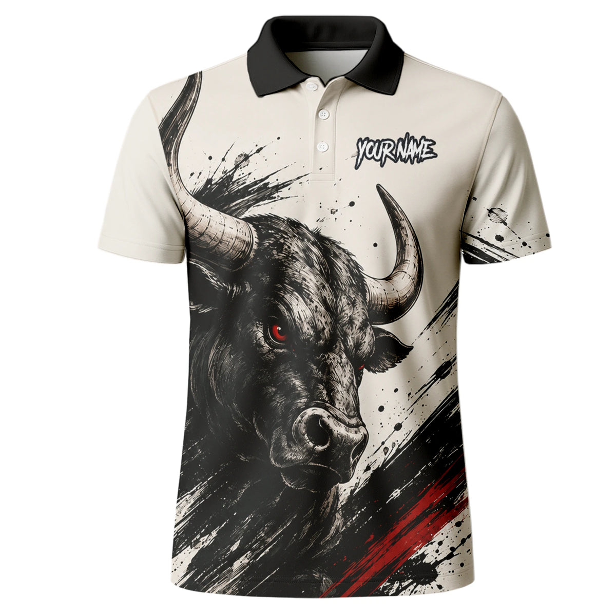 Personalised White Black Red Bull Darts Shirt For Men H473