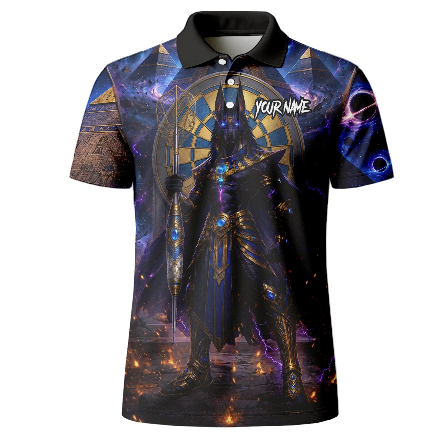 Personalised Blue Gold & Black Anubis Darts Shirt For Men N118