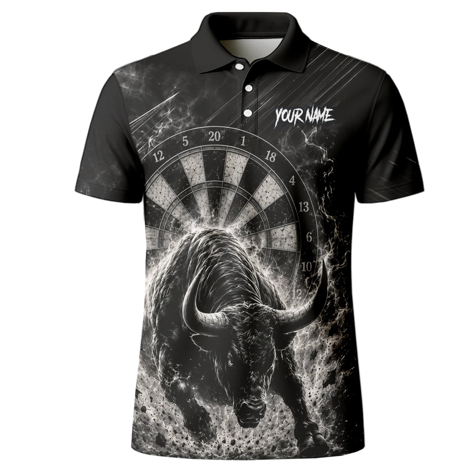 Personalised Black & White Bull Head Darts Shirt For Men V420