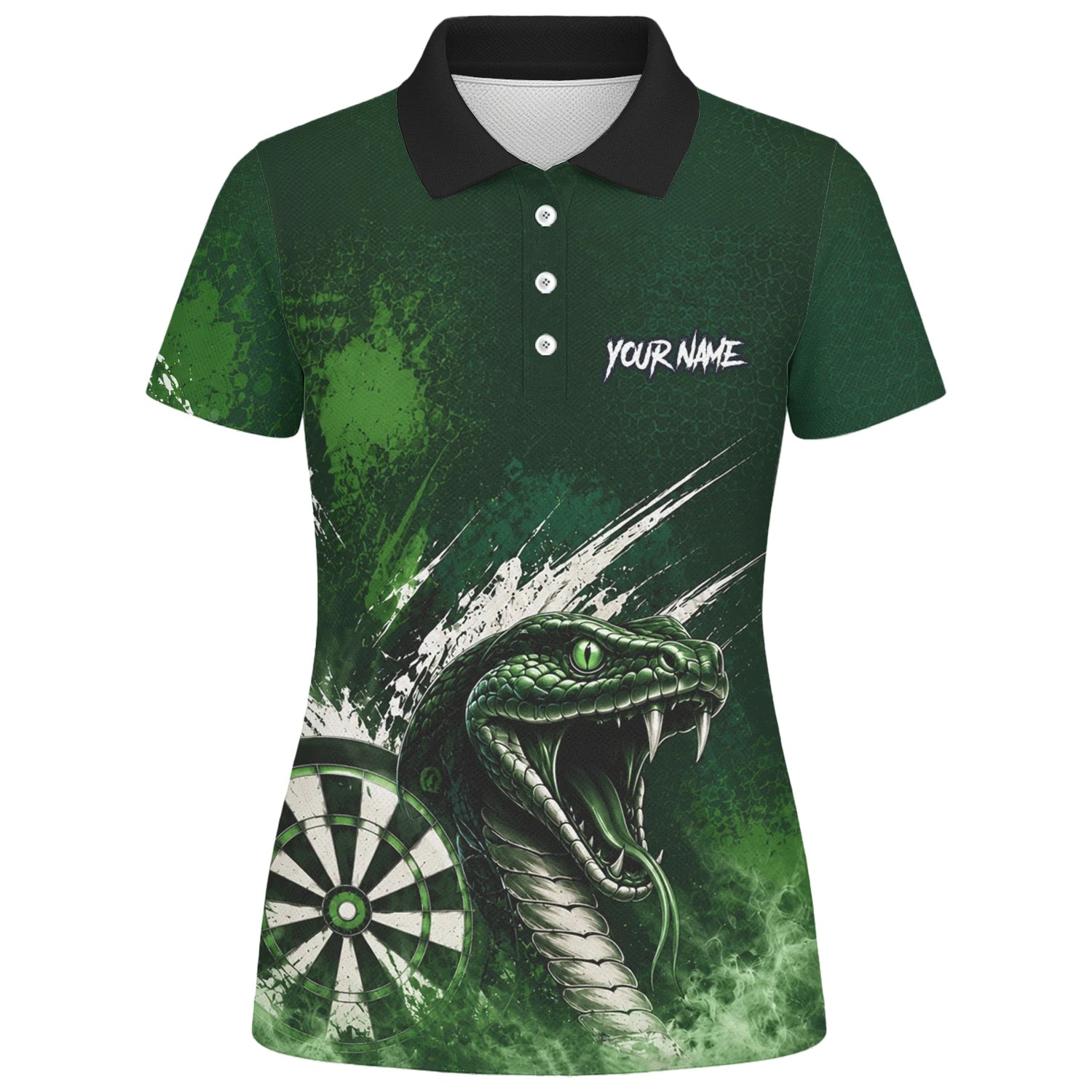 Personalised Green & Black Cobra Dartboard Darts Shirt For Women M244