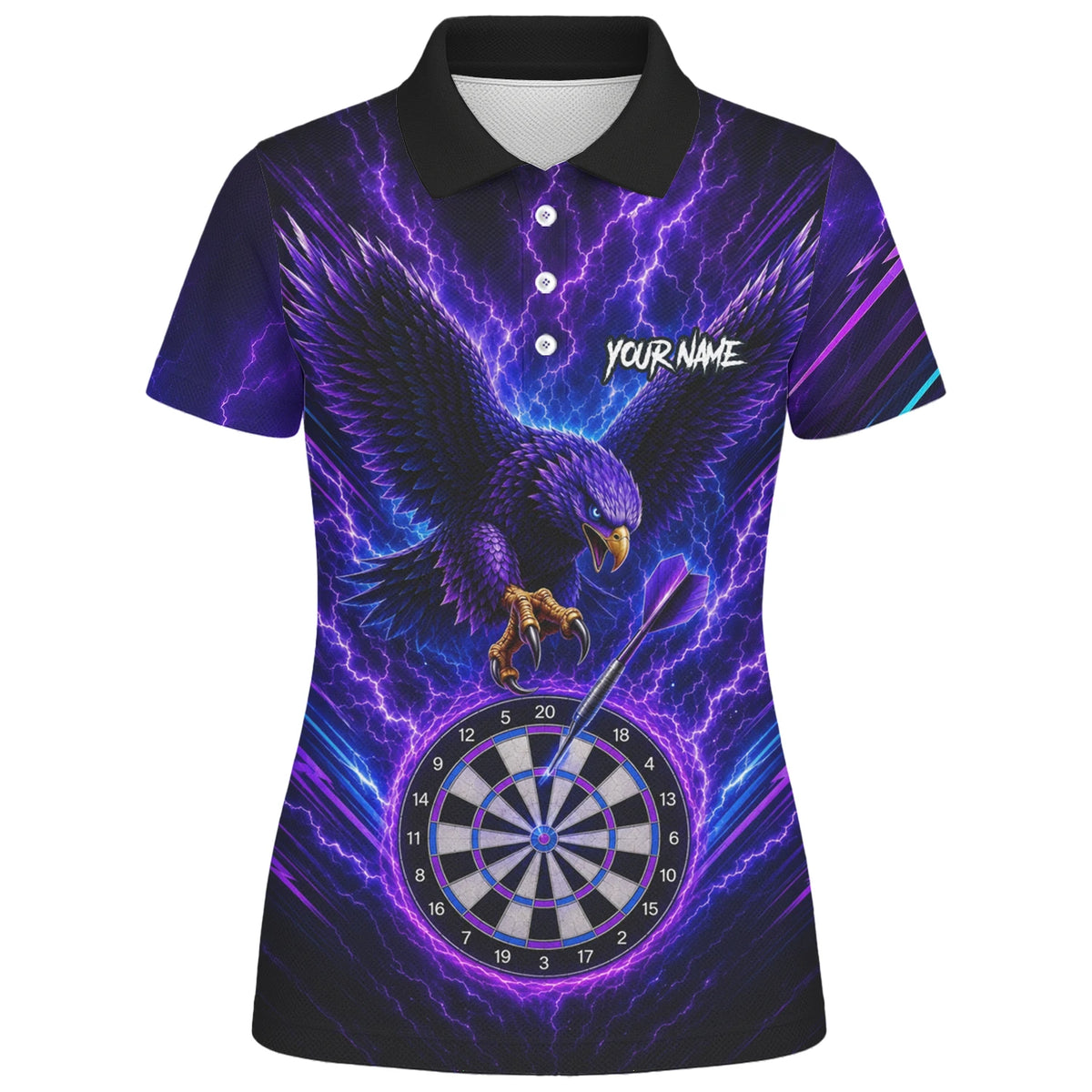 Personalised Purple Lightning Eagle Darts Polo Shirt For Women U478