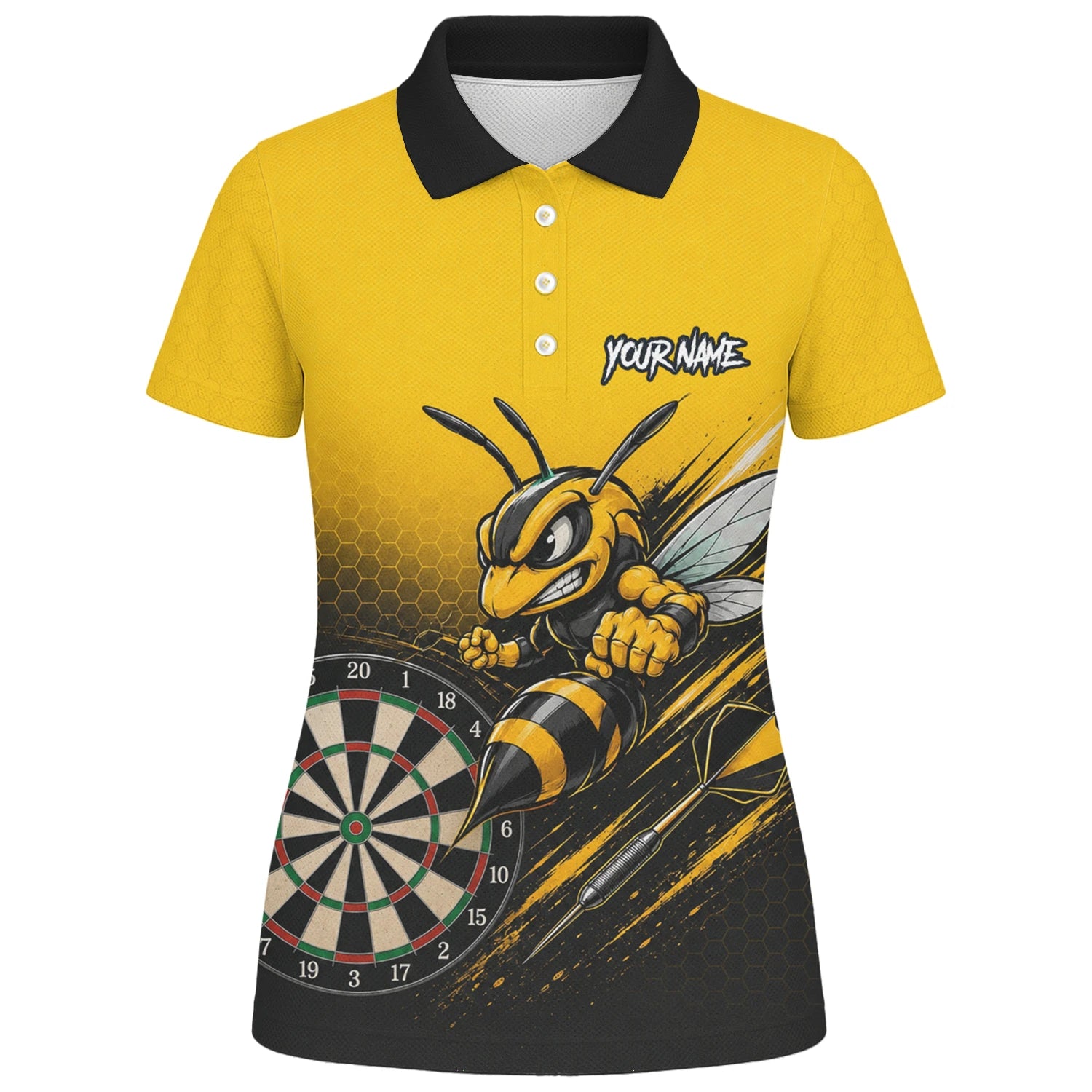 Personalised Yellow & Black Wasp Darts Shirt For Women F032