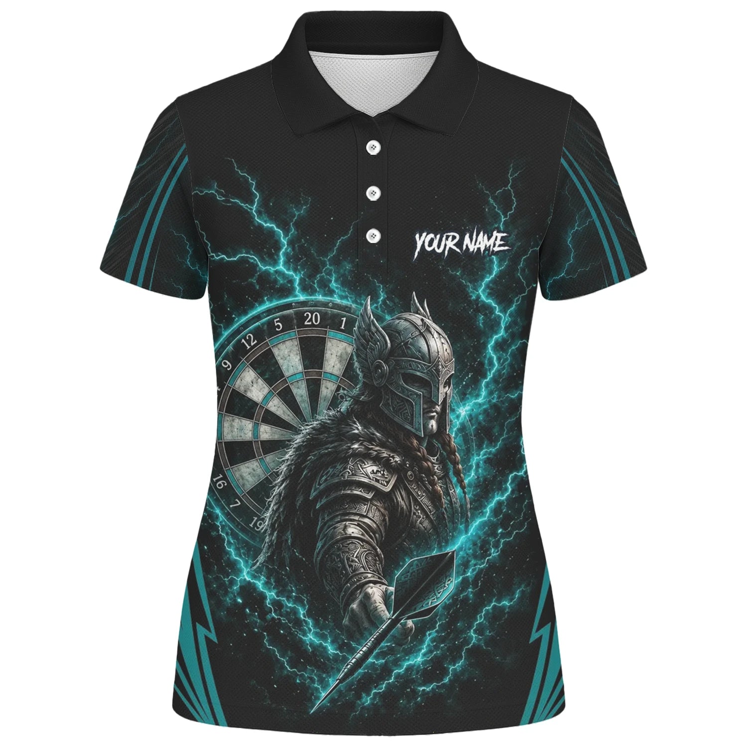 Personalised Teal Lightning Viking Darts Polo Shirt For Women O328