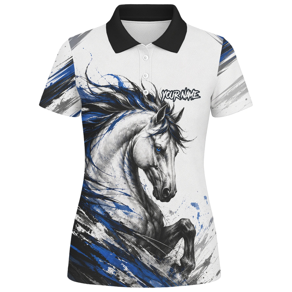 Personalised White Black Blue Rearing Horse Darts Shirt For Women O686