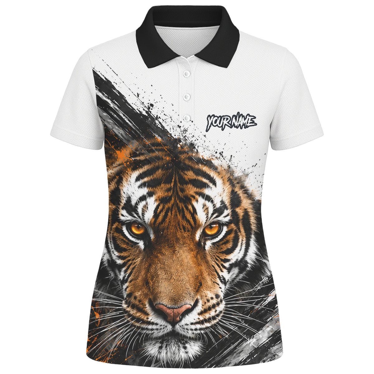 Personalised White Black Orange Tiger Darts Shirt For Women N832