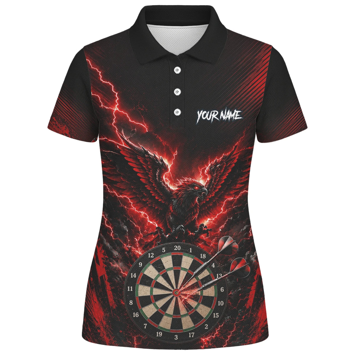 Personalised Black & Red Phoenix Lightning Dartboard Darts Shirt For Women J120