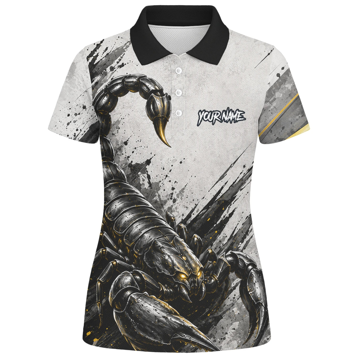 Personalised White Black Gold Scorpion Darts Shirt For Women S226