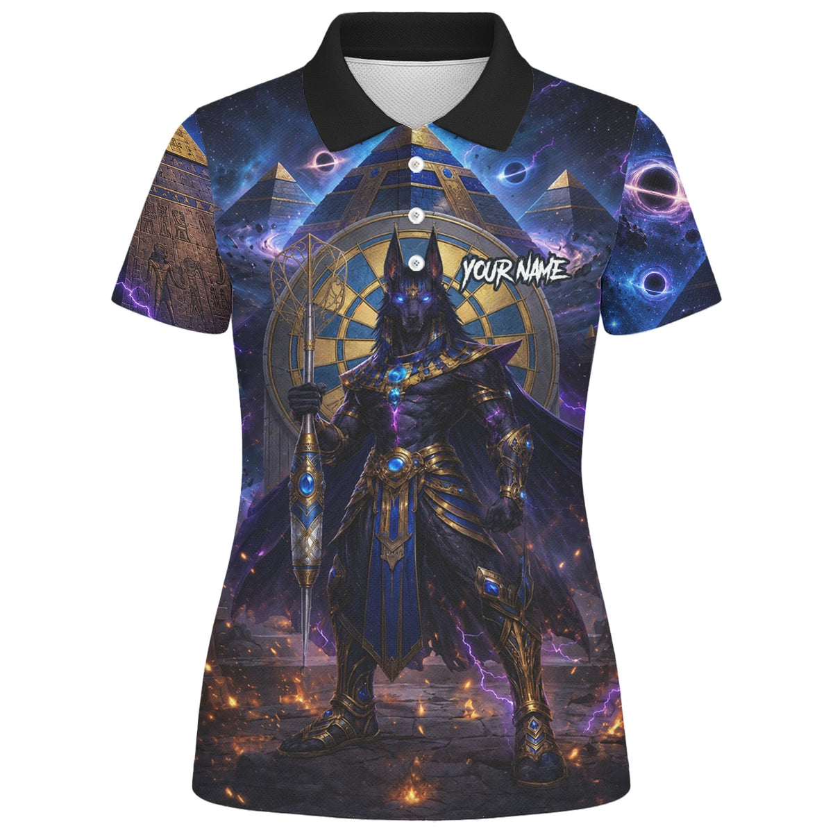 Personalised Blue Gold & Black Anubis Darts Shirt For Women N118