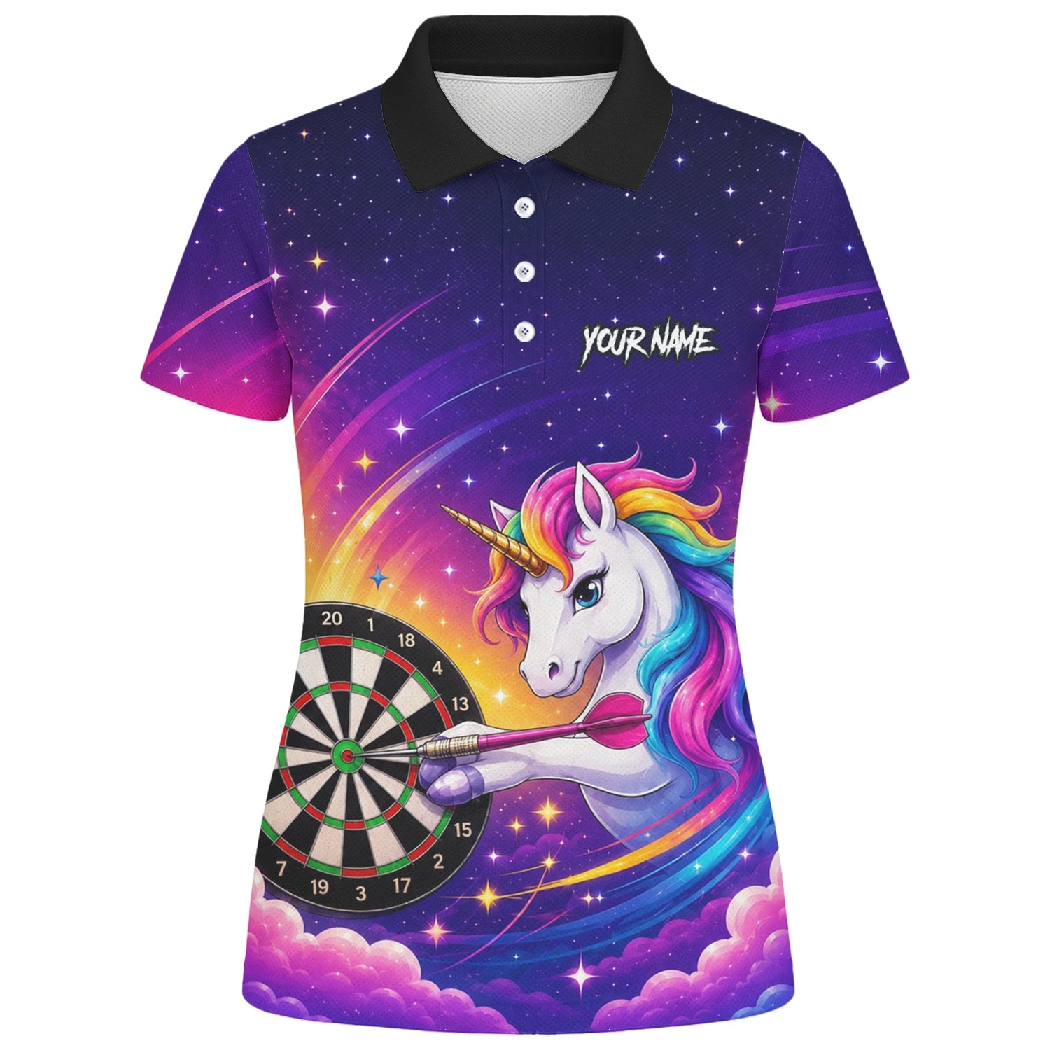 Personalised Purple Rainbow Unicorn Darts Shirt For Women P431