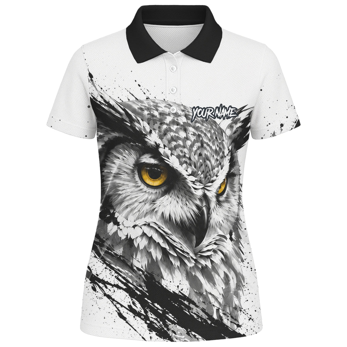Personalised White Black Yellow Owl Darts Shirt For Women P128