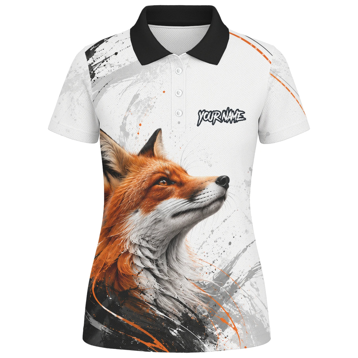 Personalised White Black Orange Fox Darts Shirt For Women D228