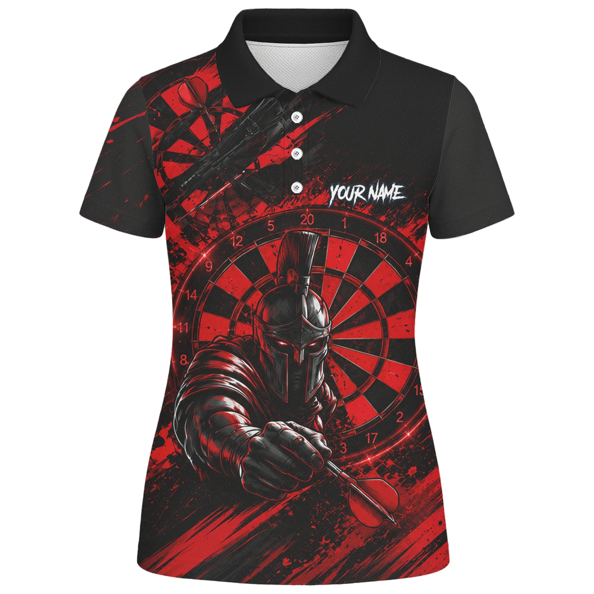 Personalised Red & Black Spartan Darts Polo Shirt For Women W276