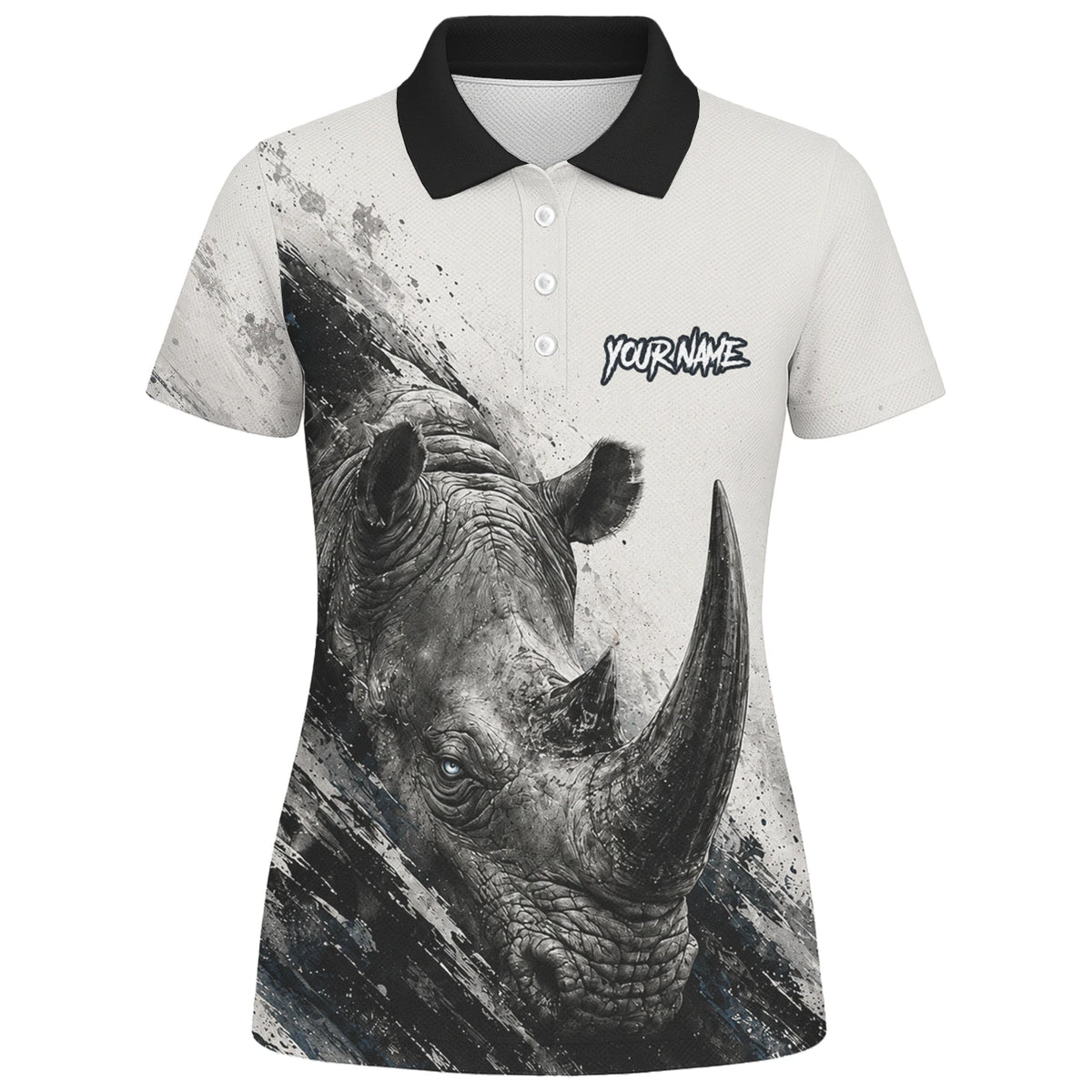 Personalised White Black Grey Rhino Darts Shirt For Women C312