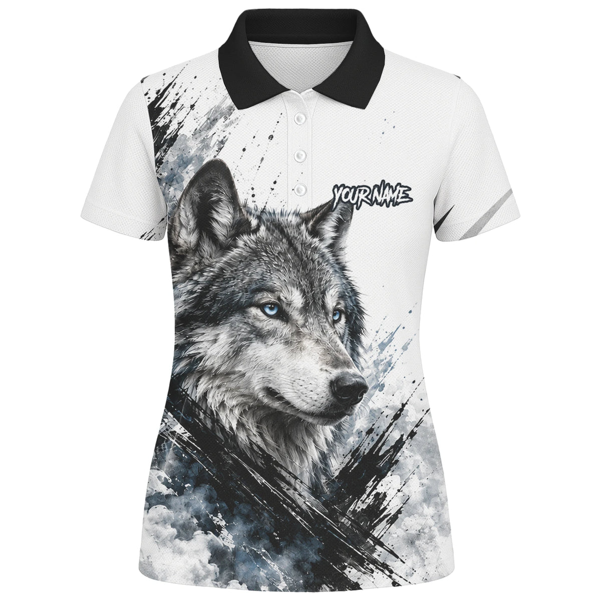 Personalised White Black Blue Wolf Darts Shirt For Women P634