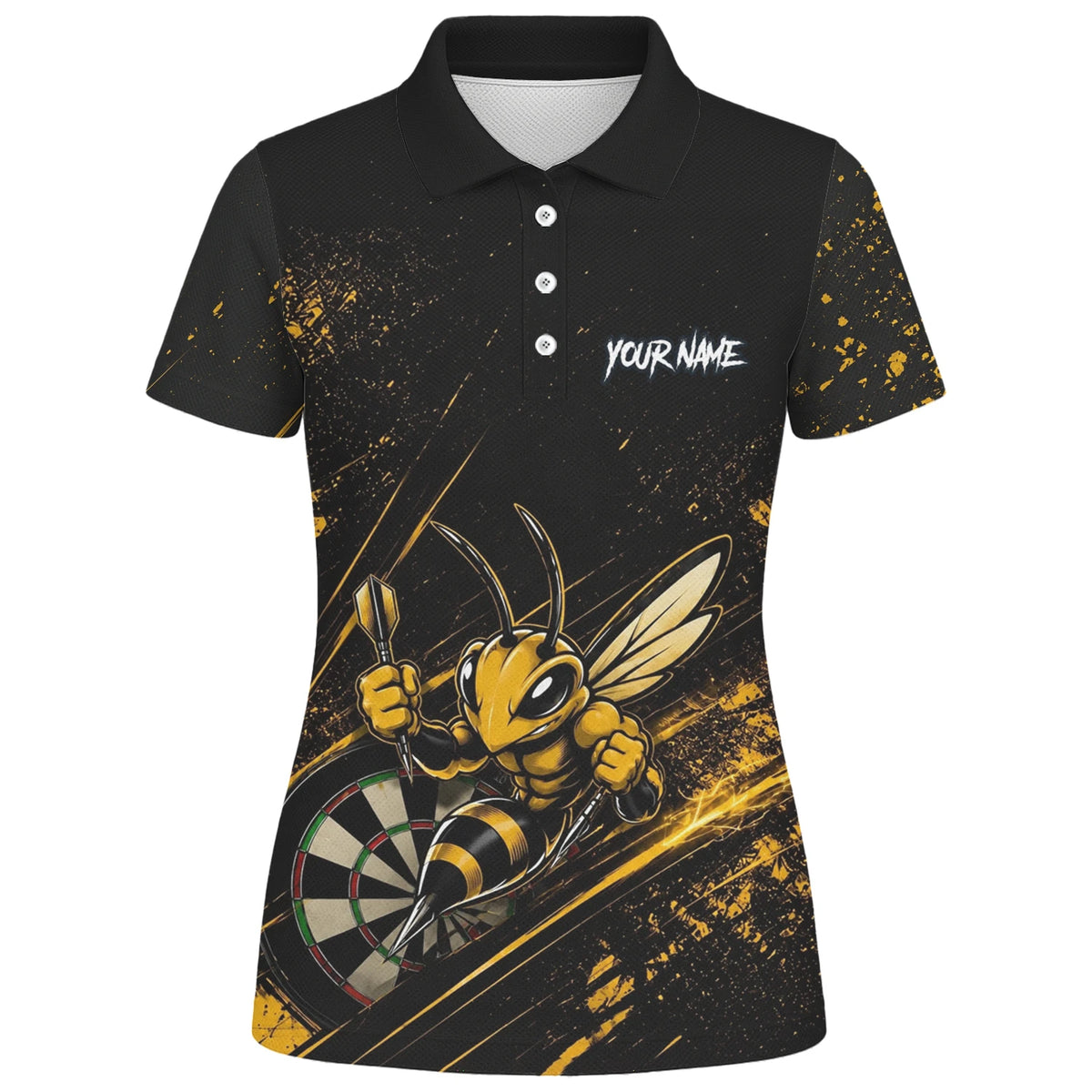 Personalised Black & Gold Bee Dartboard Darts Shirt For Women L410