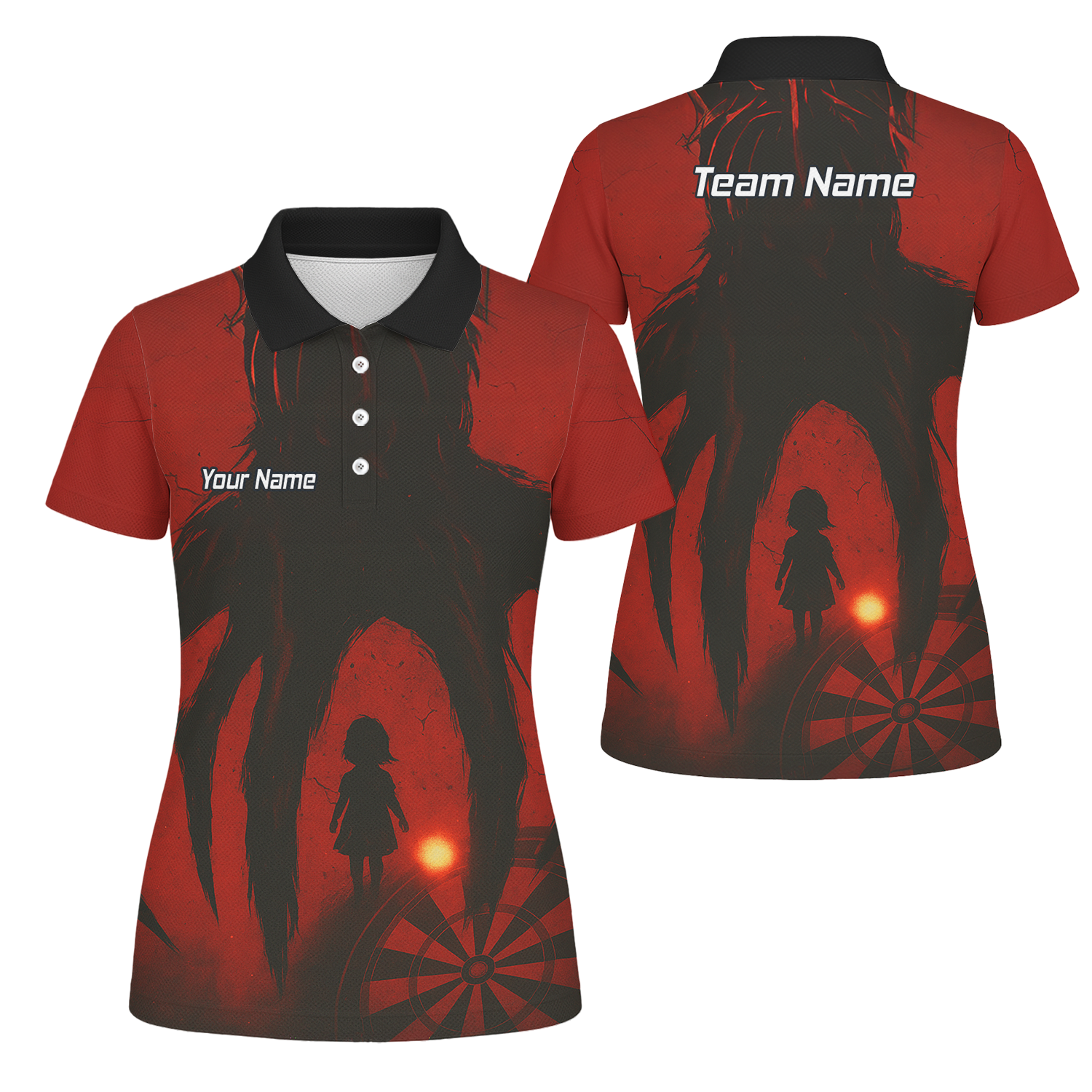 Personalised Grunge Shadow Child Dart Polo Shirt Red Black For Men Z8203 main image - polo No