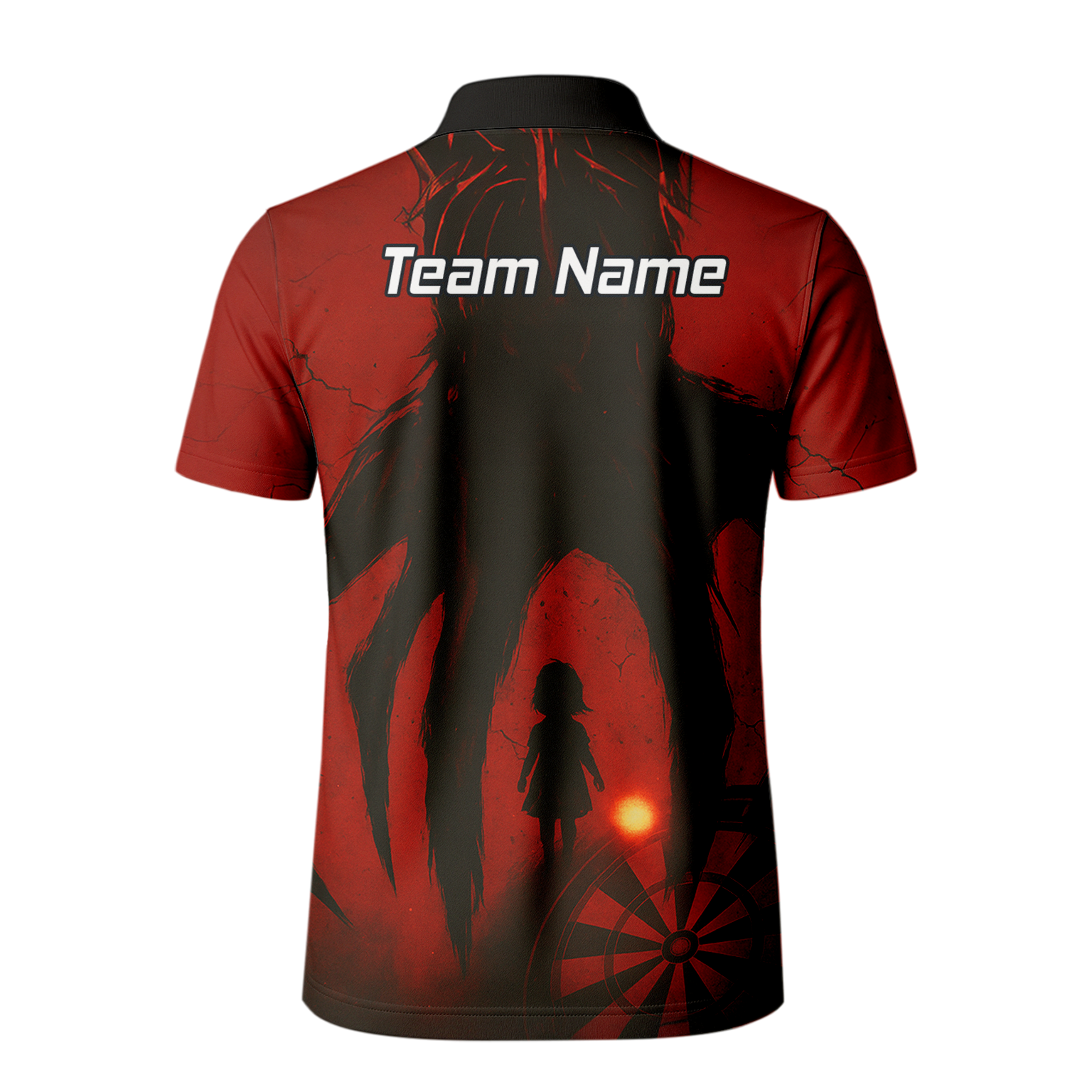Personalised Grunge Shadow Child Dart Polo Shirt Red Black For Men Z8203 additional image 3