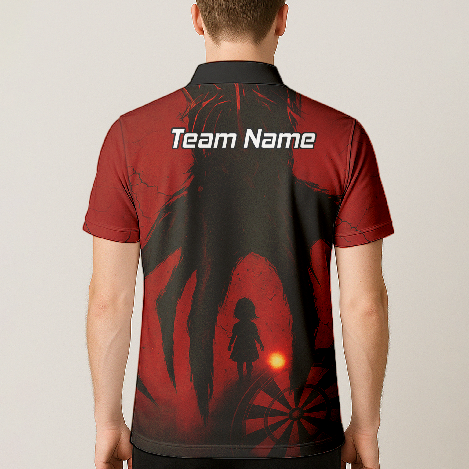 Personalised Grunge Shadow Child Dart Polo Shirt Red Black For Men Z8203 additional image 5