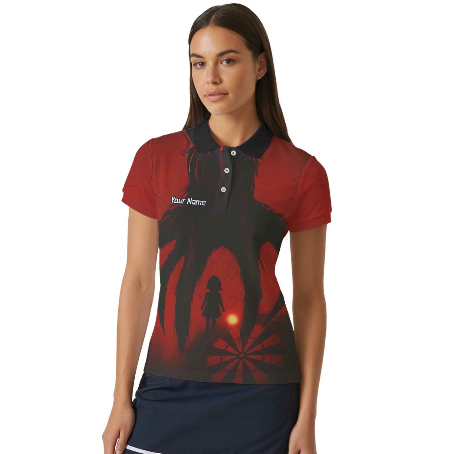 Personalised Grunge Shadow Child Dart Polo Shirt Red Black For Men Z8203 additional image 4