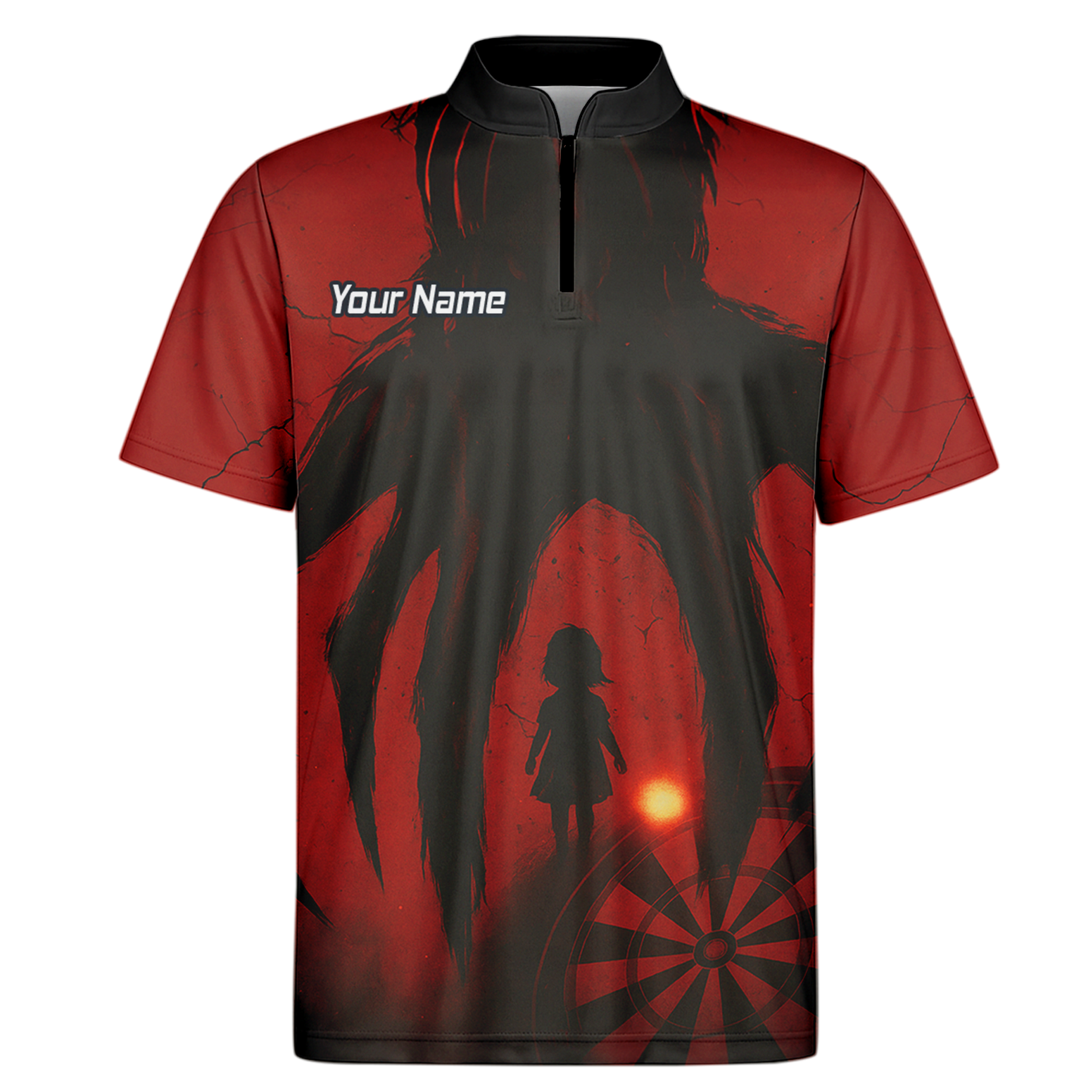 Personalised Grunge Shadow Child Dart Polo Shirt Red Black For Men Z8203 additional image 6