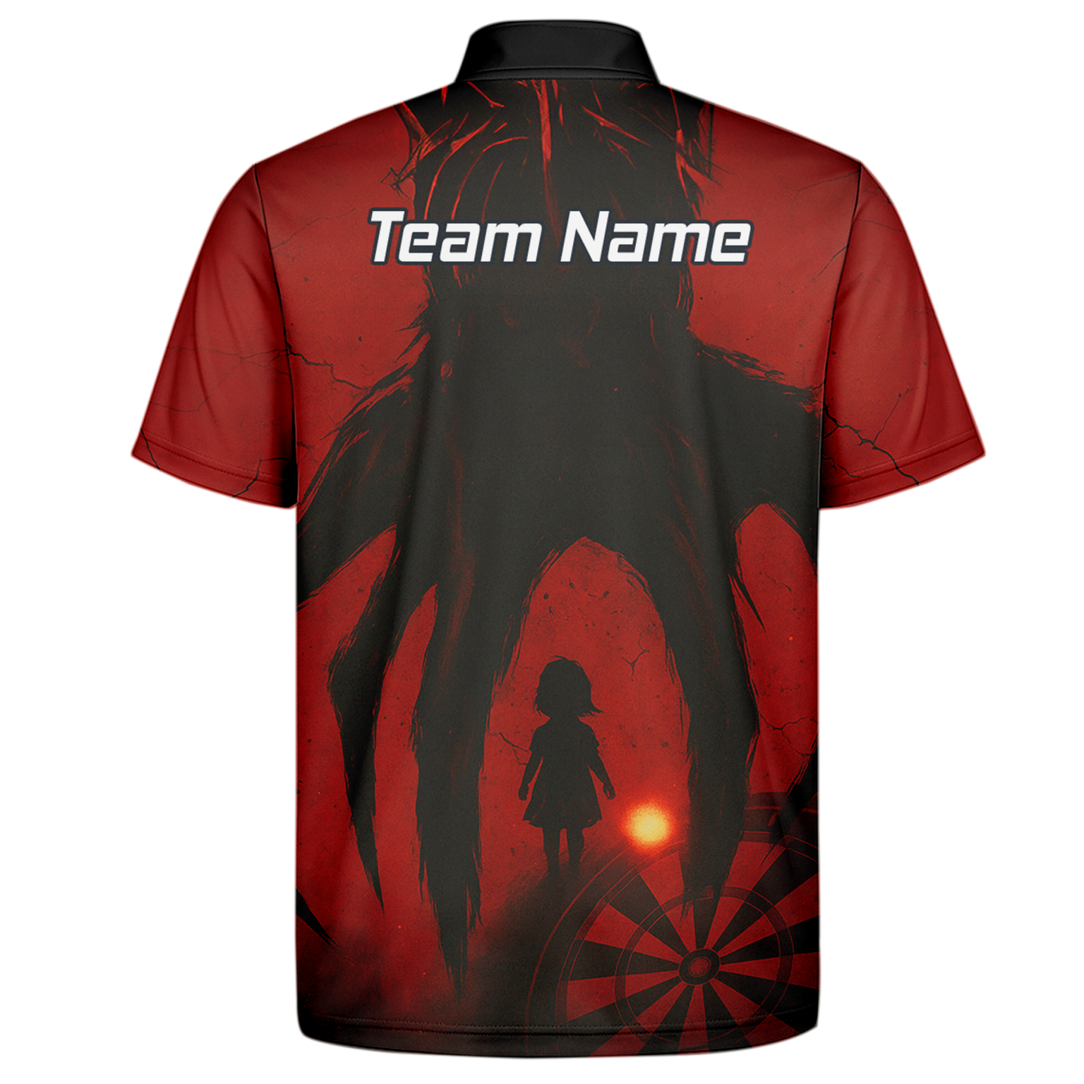 Personalised Grunge Shadow Child Dart Polo Shirt Red Black For Men Z8203 additional image 7