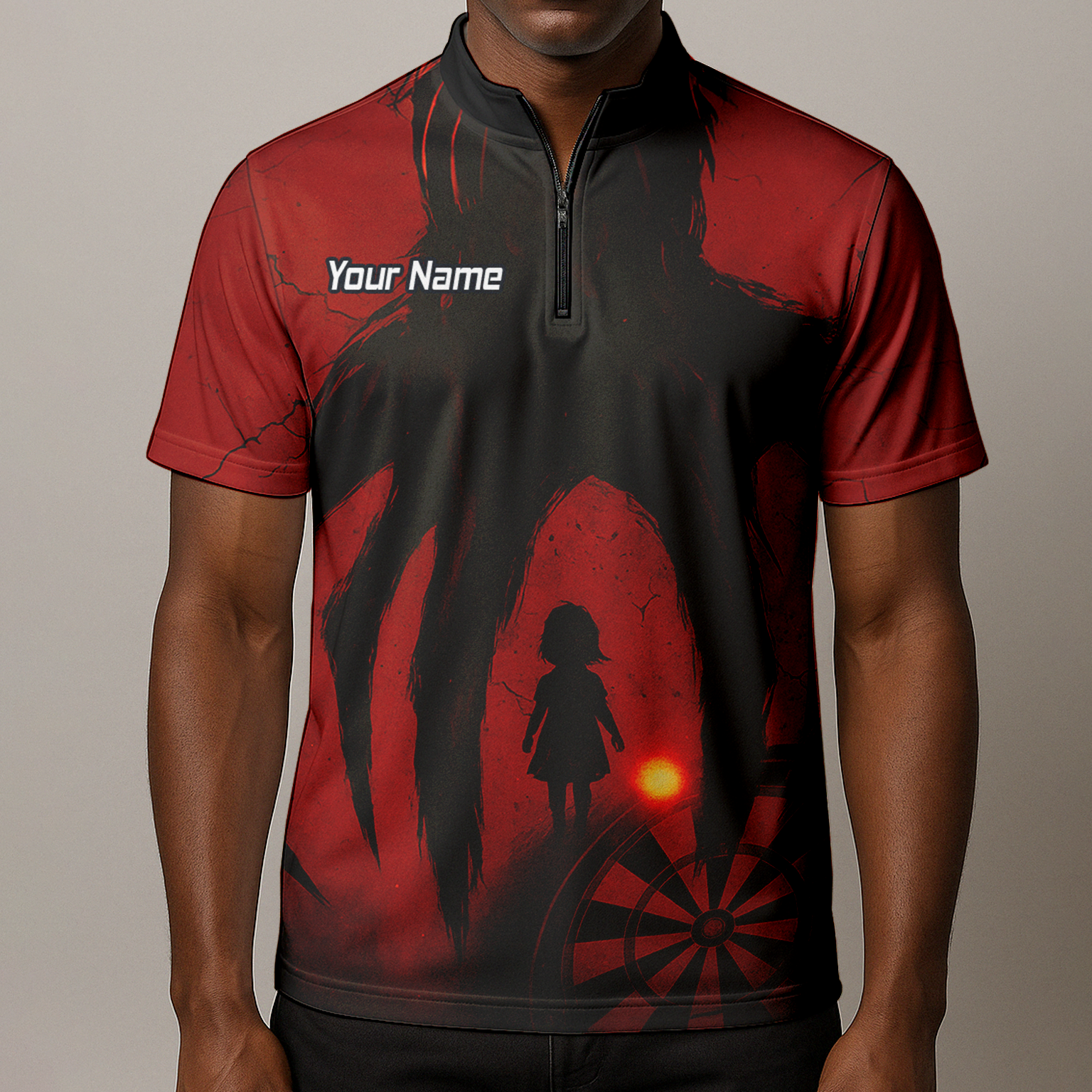 Personalised Grunge Shadow Child Dart Polo Shirt Red Black For Men Z8203 additional image 8