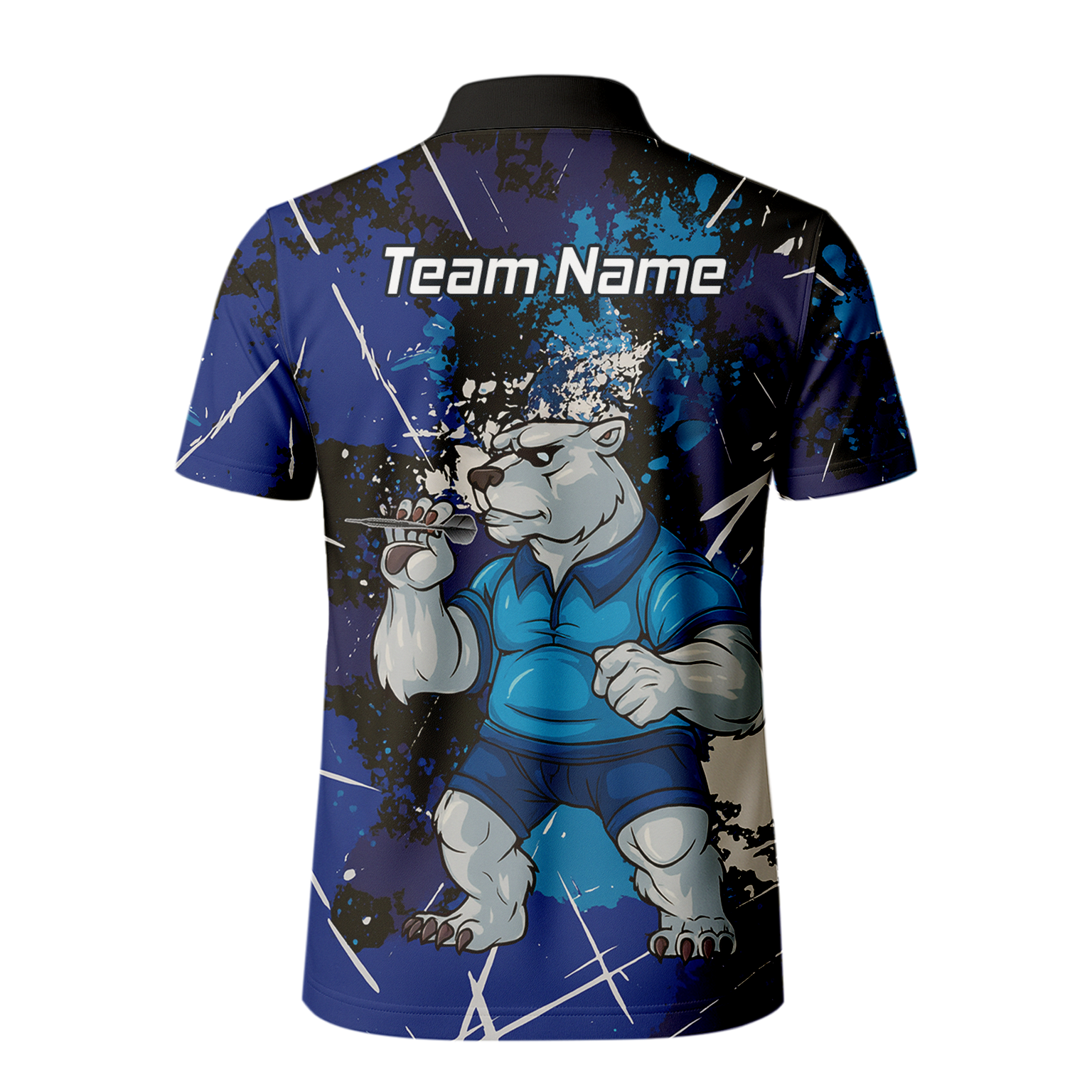 Personalised Fierce Polar Bear Darts Polo Shirt Blue Black Grunge For Men I4743 additional image 3