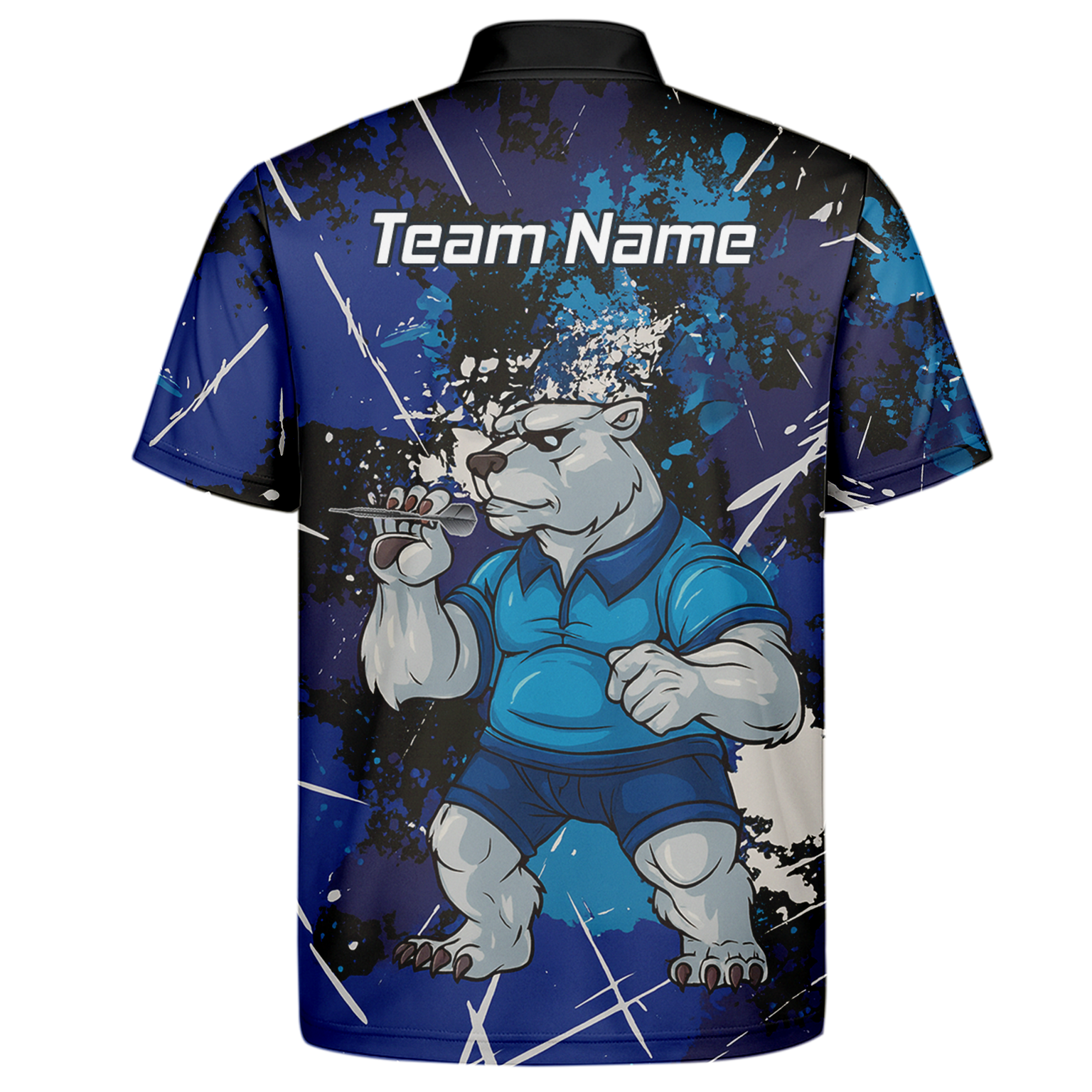 Personalised Fierce Polar Bear Darts Polo Shirt Blue Black Grunge For Men I4743 additional image 7
