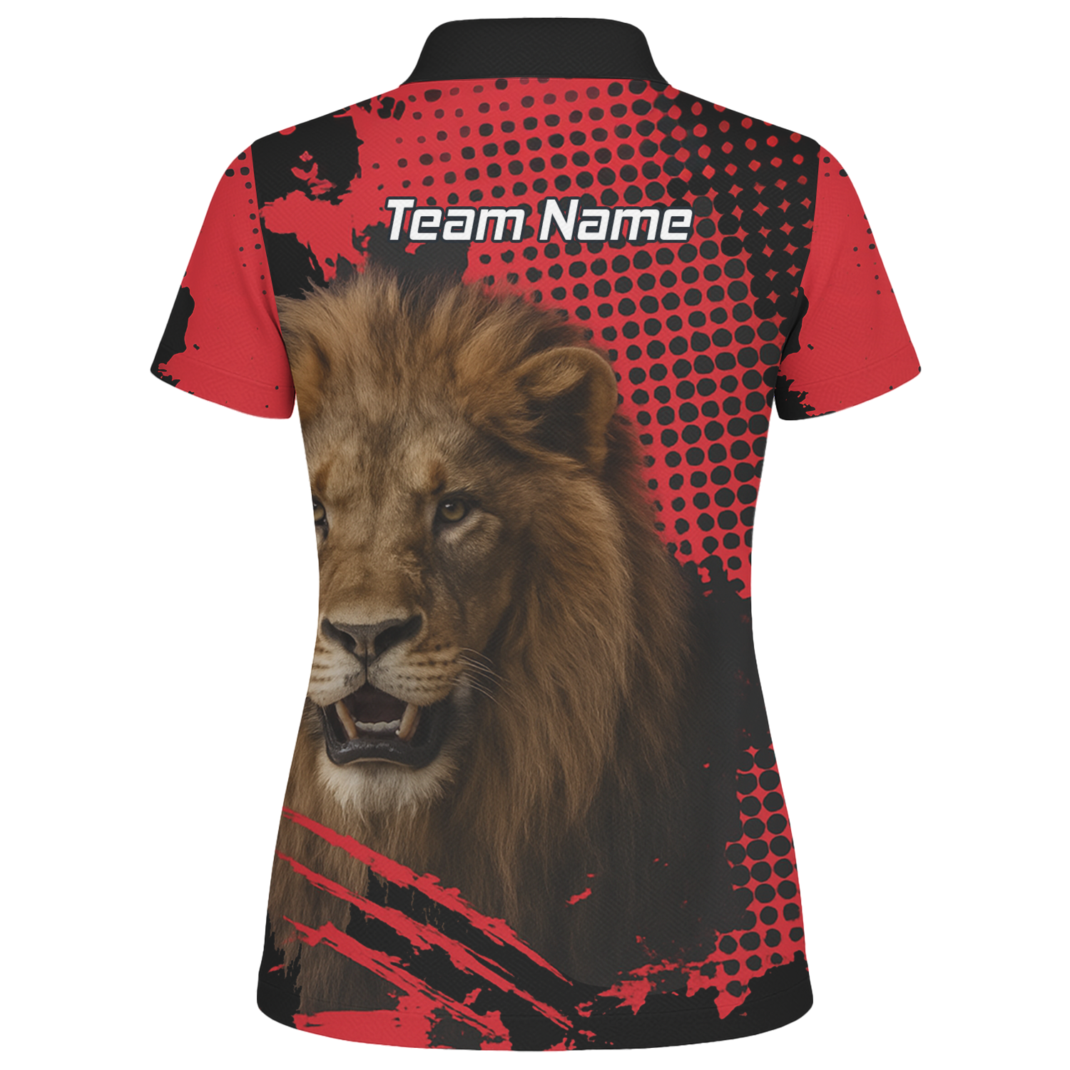 Personalised Roaring Lion Darts Polo Shirt Red Black Grunge For Men V1720 additional image 2
