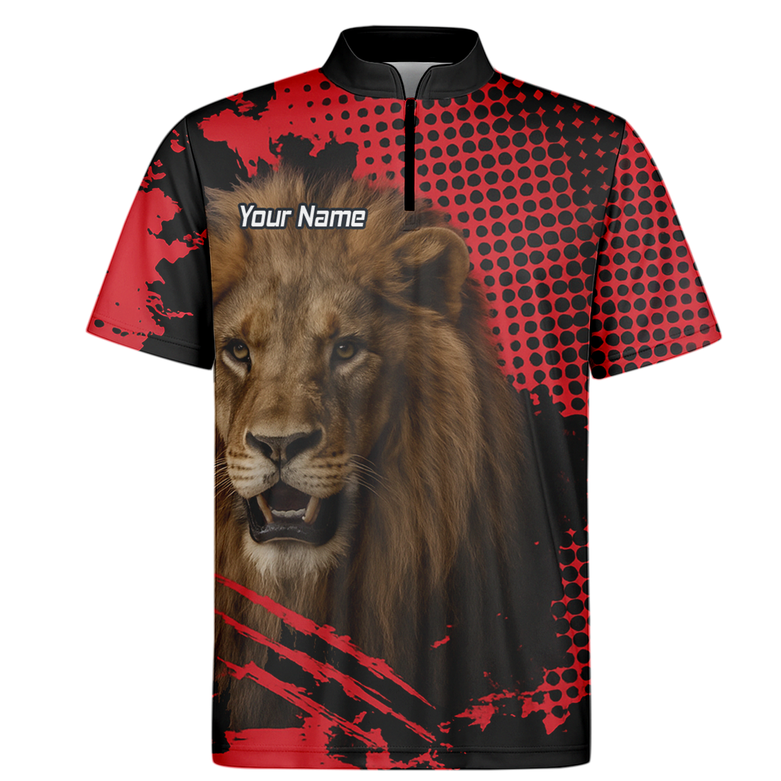 Personalised Roaring Lion Darts Polo Shirt Red Black Grunge For Men V1720 additional image 6