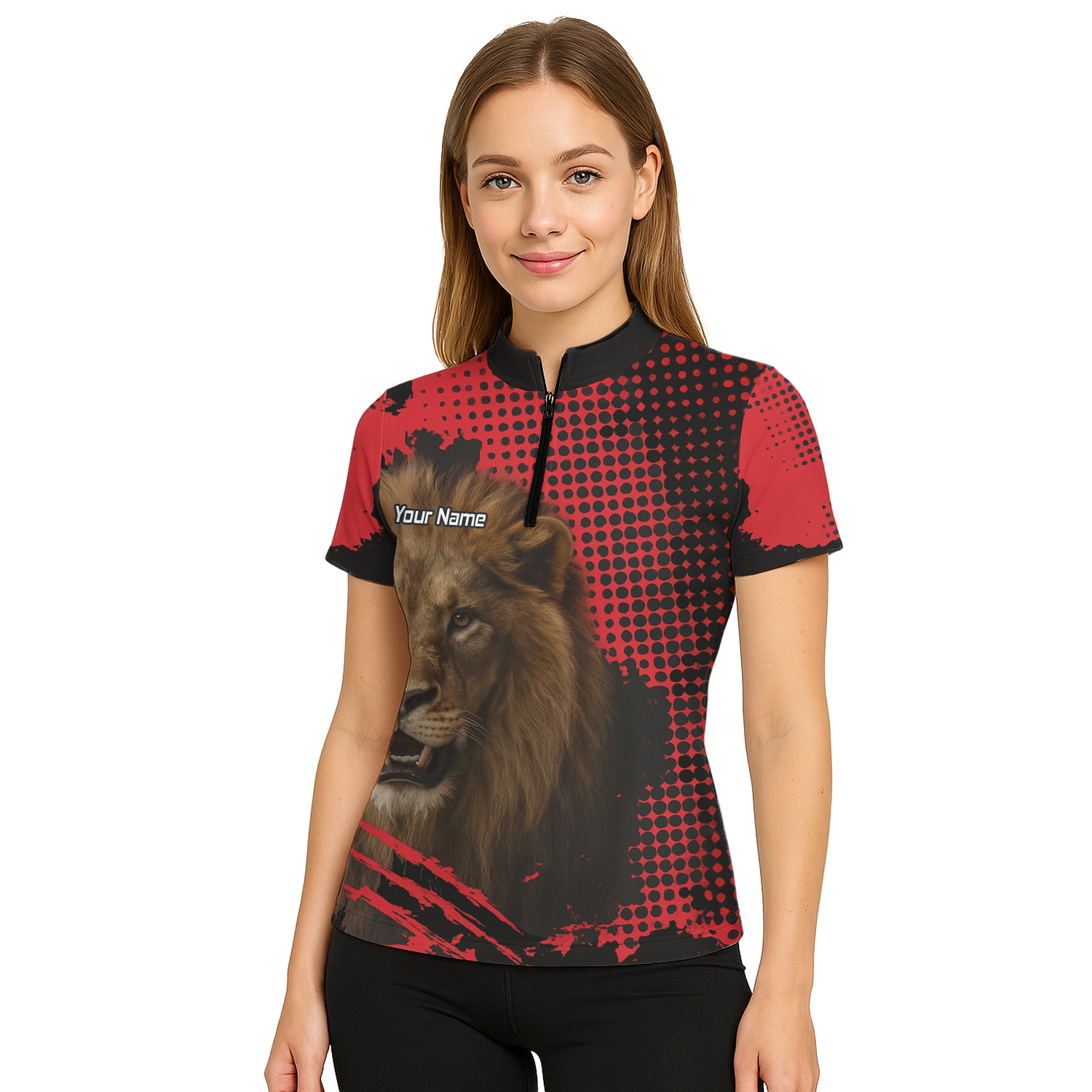 Personalised Roaring Lion Darts Polo Shirt Red Black Grunge For Men V1720 additional image 5