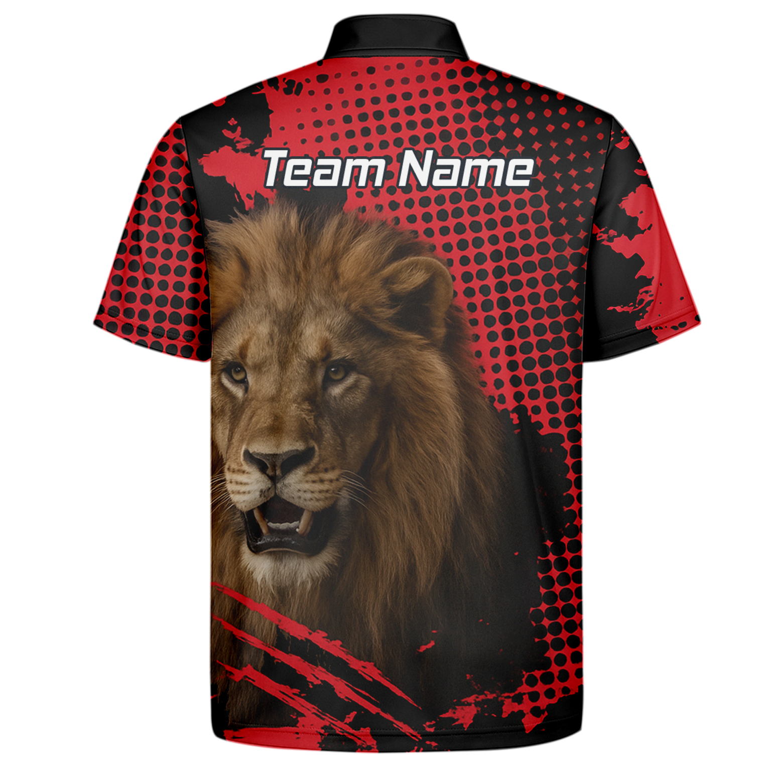 Personalised Roaring Lion Darts Polo Shirt Red Black Grunge For Men V1720 additional image 7