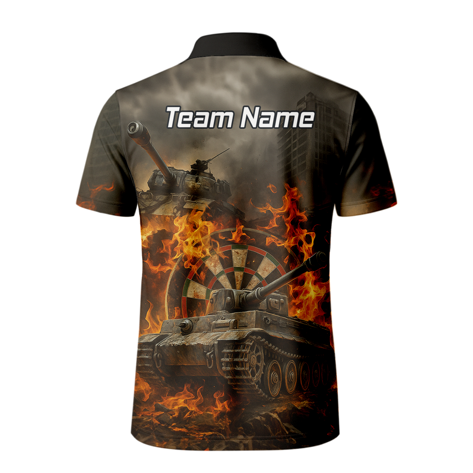 Personalised Flaming Tank Grunge Dart Polo Shirt For Men Z8828 additional image 3