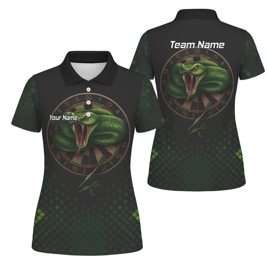Personalised Green Viper Snake Dartboard Polo Shirt Black For Men J2772 main image - polo No